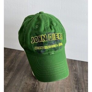 Vtg John Deere "Nothing Runs Like A Deere" Hat Cap Youth Boy Sz L/XL Adjustable